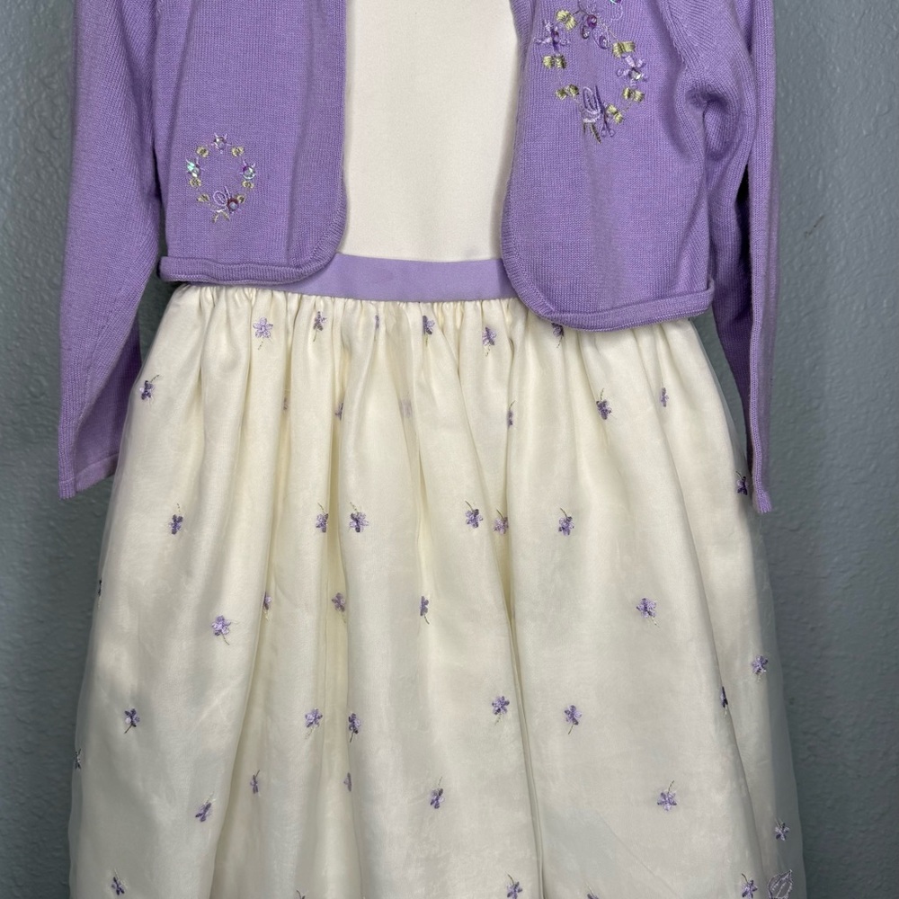 American Princess Lavender Cardigan and Ivory Dress Set